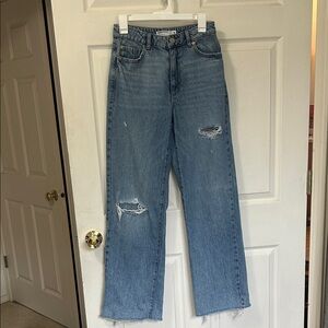 Garage Light Blue Distressed Straight Leg Jeans